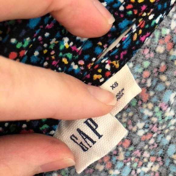 GAP Sleeveless Tie Back Swing Tank Dress Black Rainbow Blue Red Rayon Mini XS - Picture 6 of 11